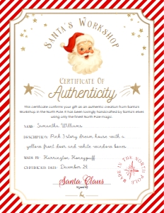 SAW-RED-24-B3723 - SANTAS WORKSHOP - RED - TOY FACTORY CERTIFICATE - 8.5" x 11": SAW-RED-24-B3723 - SANTAS WORKSHOP - RED - TOY FACTORY CERTIFICATE