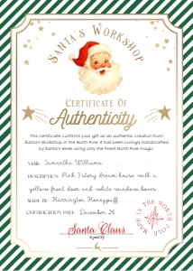 SAW-GRE-24-B3723 - SANTAS WORKSHOP - GREEN - TOY FACTORY CERTIFICATE - 5" x 7": SAW-GRE-24-B3723 - SANTAS WORKSHOP - GREEN - TOY FACTORY CERTIFICATE