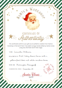 SAW-GRE-24-B3723 - SANTAS WORKSHOP - GREEN - TOY FACTORY CERTIFICATE - A4: SAW-GRE-24-B3723 - SANTAS WORKSHOP - GREEN - TOY FACTORY CERTIFICATE