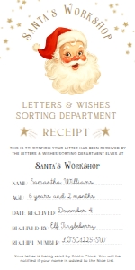 SAW-WHT-24-B3720 - SANTAS WORKSHOP - WHITE - LETTER TO SANTA RECEIPT - 4" x 8": SAW-WHT-24-B3720 - SANTAS WORKSHOP - WHITE - LETTER TO SANTA RECEIPT