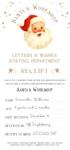 SAW-WHT-24-B3720 - SANTAS WORKSHOP - WHITE - LETTER TO SANTA RECEIPT - DL: SAW-WHT-24-B3720 - SANTAS WORKSHOP - WHITE - LETTER TO SANTA RECEIPT