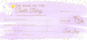 WAT-PRG-14-B3551 - WATERCOLOUR PURPLE GOLD - TOOTH FAIRY CHEQUE - DL: WAT-PRG-14-B3551 - WATERCOLOUR PURPLE GOLD - TOOTH FAIRY CHEQUE