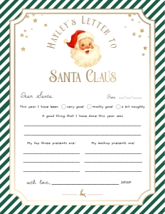 SAW-GRE-24-B3724 - SANTAS WORKSHOP - GREEN - LETTER TO SANTA - 8.5" x 11": SAW-GRE-24-B3724 - SANTAS WORKSHOP - GREEN - LETTER TO SANTA