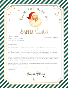 SAW-GRE-24-B3722 - SANTAS WORKSHOP - GREEN - LETTER FROM SANTA - 8.5" x 11": SAW-GRE-24-B3722 - SANTAS WORKSHOP - GREEN - LETTER FROM SANTA