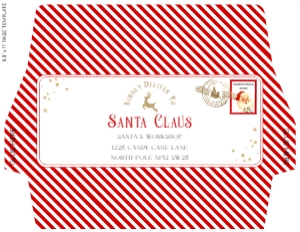 STR-RED-17-B3729 - STRIPE - RED -  SANTA CHRISTMAS ENVELOPE - LETTER: STR-RED-17-B3729 - STRIPE - RED - SANTA CHRISTMAS ENVELOPE