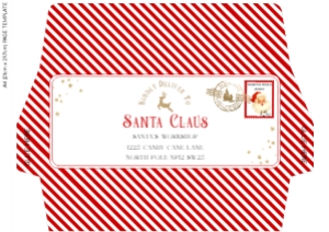 STR-RED-17-B3729 - STRIPE - RED -  SANTA CHRISTMAS ENVELOPE - A4: STR-RED-17-B3729 - STRIPE - RED - SANTA CHRISTMAS ENVELOPE