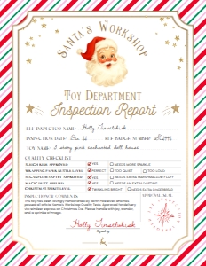 SAW-PKR-24-B3730 - SANTAS WORKSHOP - PINK RED - TOY INSPECTION REPORT - 8.5" x 11": SAW-PKR-24-B3730 - SANTAS WORKSHOP - PINK RED - TOY INSPECTION REPORT