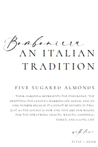 ELE-WHT-7-B3265 - ELLESMERE - WHITE - FIVE SUGARED ALMONDS SIGN - 4" x 6": ELE-WHT-7-B3265 - ELLESMERE - WHITE - FIVE SUGARED ALMONDS SIGN