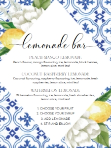 MED-BLU-7-B1003 - THE MED - LEMONS - LEMONADE BAR SIGN - 18" x 24": MED-BLU-7-B1003 - THE MED - LEMONS - LEMONADE BAR SIGN