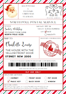 SAW-PMT-6-B3735 - SANTAS WORKSHOP - PINK MULTI - SHIPPING LABEL - A4: SAW-PMT-6-B3735 - SANTAS WORKSHOP - PINK MULTI - SHIPPING LABEL