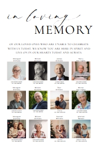 ELE-WHT-7-B3555 - ELLESMERE - WHITE - LOVING MEMORY PHOTO SIGN - 12 PHOTOS - 20 x 30": ELE-WHT-7-B3555 - ELLESMERE - WHITE - LOVING MEMORY PHOTO SIGN