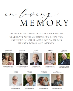 ELE-WHT-7-B3555 - ELLESMERE - WHITE - LOVING MEMORY PHOTO SIGN - 9 PHOTOS - 8" x 10": ELE-WHT-7-B3555 - ELLESMERE - WHITE - LOVING MEMORY PHOTO SIGN