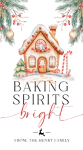 MCH-WHT-6-B3760 - MAGIICAL CHRISTMAS - WHITE - BAKING SPIRITS BRIGHT TAG - 5cm x 9cm: Christmas Gingerbread House Baking Spirits Bright Gift Tag