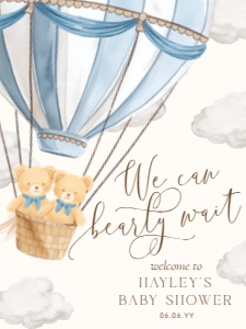 BER-BLU-3-B3763 - BEARLY WAIT - BLUE - TWINS WELCOME SIGN design preview