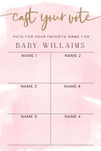 WAT-PNK-7-B3028 - WATERCOLOUR - PINK GOLD - NAME VOTING BOARD - 4" x 6": WAT-PNK-7-B3028 - WATERCOLOUR - PINK GOLD - NAME VOTING BOARD