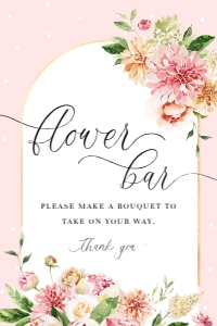 QIN-PNK-7-B1728 - QUINN FLORAL - PINK - FLOWER BAR SIGN - 20" x 30": QIN-PNK-7-B1728 - QUINN FLORAL - PINK - FLOWER BAR SIGN