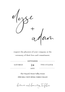 GIG-WHT-16-B710 - GIGI SCRIPT - WHITE - SMARTPHONE WEDDING INVITATION - 5" x 7": GIG-WHT-16-B710 - GIGI SCRIPT - WHITE - SMARTPHONE WEDDING INVITATION