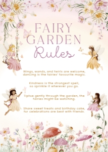 FAR-MLT-7-B3838 - FAIRY - MULTI - FARIY GARDEN RULES SIGN - 5" x 7": FAR-MLT-7-B3838 - FAIRY - MULTI - FARIY GARDEN RULES SIGN