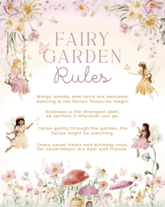 FAR-MLT-7-B3838 - FAIRY - MULTI - FARIY GARDEN RULES SIGN - 8" x 10": FAR-MLT-7-B3838 - FAIRY - MULTI - FARIY GARDEN RULES SIGN