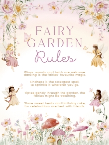 FAR-MLT-7-B3838 - FAIRY - MULTI - FARIY GARDEN RULES SIGN - 18" x 24": FAR-MLT-7-B3838 - FAIRY - MULTI - FARIY GARDEN RULES SIGN