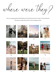 QSC-WHT-10-B2083 - QUINN SCRIPT - WHITE - WHERE WERE THEY PHOTO GAME - 12 PHOTOS - 18" x 24": QSC-WHT-10-B2083 - QUINN SCRIPT - WHITE - WHERE WERE THEY PHOTO GAME