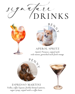 ELE-WHT-7-B3860 - ELLESMERE - WHITE - PET PHOTO SIGNATURE DRINKS SIGN - 8" x 10": ELE-WHT-7-B3860 - ELLESMERE - WHITE - PET PHOTO SIGNATURE DRINKS SIGN