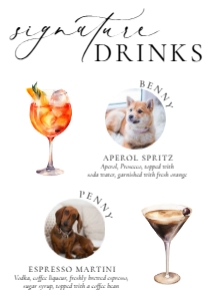 ELE-WHT-7-B3860 - ELLESMERE - WHITE - PET PHOTO SIGNATURE DRINKS SIGN - A4: ELE-WHT-7-B3860 - ELLESMERE - WHITE - PET PHOTO SIGNATURE DRINKS SIGN
