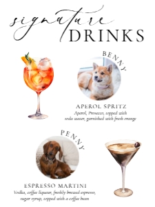 ELE-WHT-7-B3860 - ELLESMERE - WHITE - PET PHOTO SIGNATURE DRINKS SIGN - 18" x 24": ELE-WHT-7-B3860 - ELLESMERE - WHITE - PET PHOTO SIGNATURE DRINKS SIGN