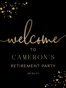 PAN-BLG-3-B1268 - PAINTLY - BLACK GOLD - WELCOME SIGN - PORTRAIT - 18" x 24": PAN-BLG-3-B1268 - PAINTLY - BLACK GOLD - WELCOME SIGN