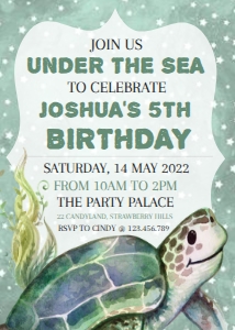 Under The Sea Birthday Invite design preview