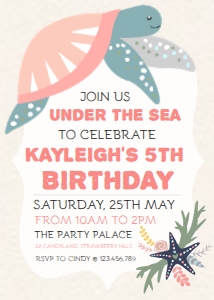 Under The Sea Birthday Invite for Girls design preview
