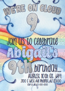 Cloud 9 Birthday Invitation design preview