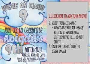 Cloud 9 Photo Invitation design preview