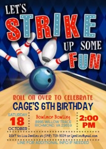 Boy Bowling Invitation: Bowling Birthday Invitations & Party Invite Templates