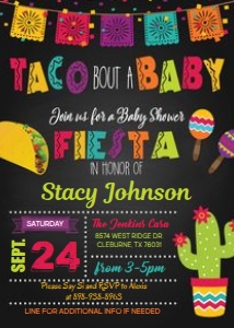 Fiesta Bachelorette - Blk Background: Taco Bout a Baby Shower - Blk Bkgnd