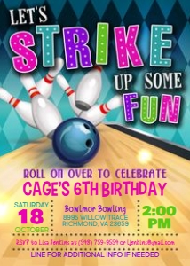 Girl Bowling Invitation: Bowling Birthday Invite & Party Invitation Templates