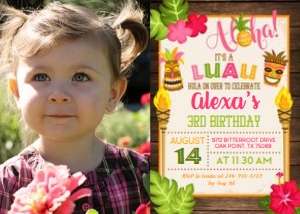 Luau Birthday with Photo design preview