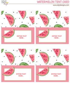 Watermelon Food Tent Cards design preview