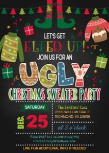 Let's Get Elfed Up_Ugly Christmas Sweater Party_Black: Let's Get Elfed Up Ugly Christmas Sweater_Black