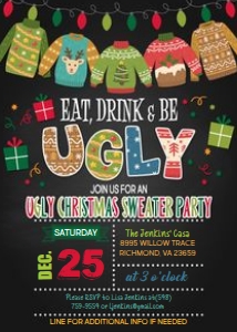 Eat Drink and Be Ugly Christmas Sweater Party_Blac design preview