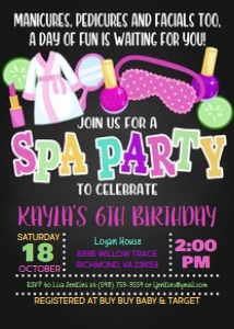 Spa Birthday Party design preview