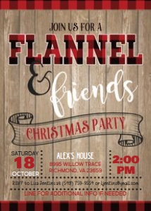 Flannel and Friends_red_wood_5x7_christmas party: Flannel and Friends_red_wood_5x7_christmas party