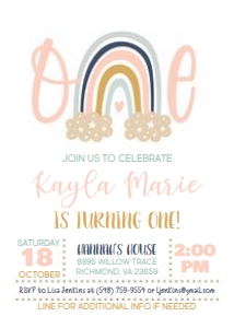Modern Rainbow Birthday_5x7: Modern Rainbow First Birthday