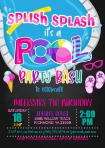 Pool Party Invitation_Girl_NEW_BLK design preview