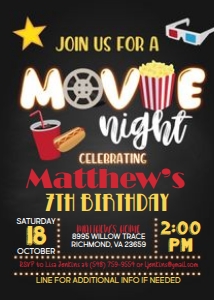 Movie Night Birthday - Boy design preview