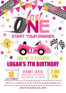 Fast One_Birthday Invitation_GIRL design preview