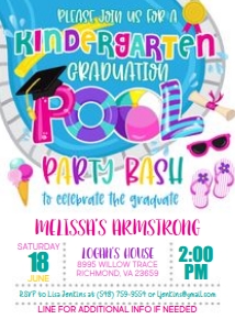 Kindergarten Graduation Pool Party Invitation_Girl_WH design preview