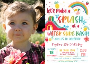 Rainbow Waterslide Birthday Invitation_Photo design preview