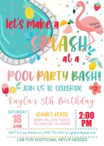 Flamingo Pool Party Birthday_5x7 design preview