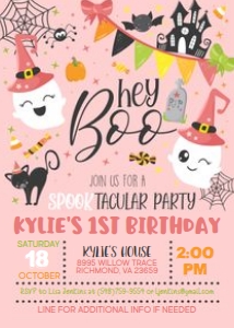 Hey Boo_1st Birthday Invitation_Pink: Hey Boo_1st Birthday Invitation_Pink